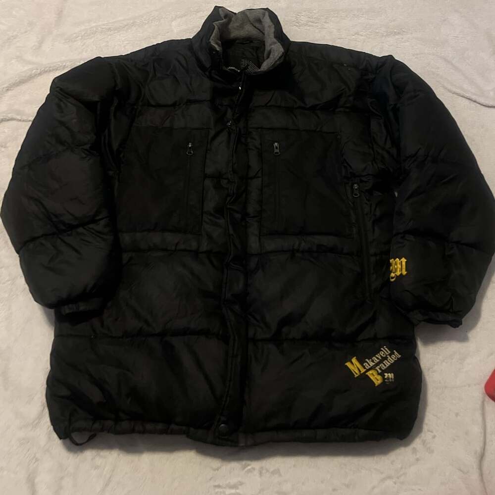 Makaveli Branded Puffer Jacket Size L Black Winter Coat